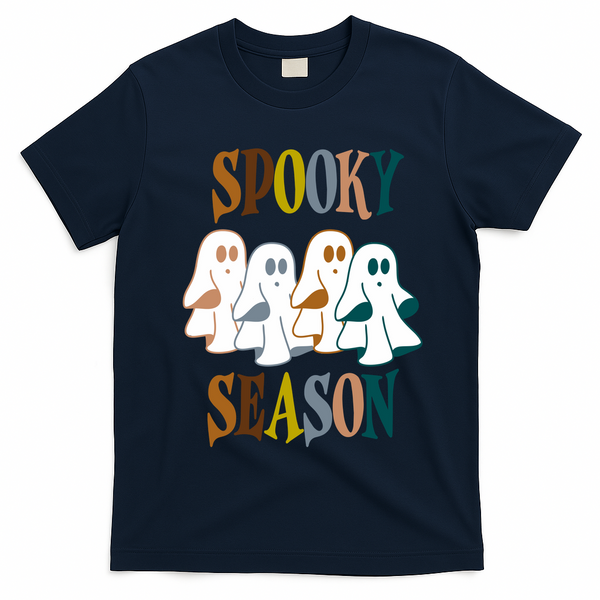 Spooky Season Halloween Ghost Festive T-Shirt - Navy Blue