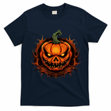 Scary Spooky Jack O Lantern Face Pumpkin Halloween T-Shirt - Navy Blue