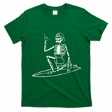 Skeleton Surfing Lazy Halloween Costume Skull Bones Surfer T-Shirt - Irish Green