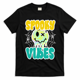 Spooky Vibes Smile Face Halloween T-Shirt - Black