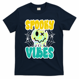 Spooky Vibes Smile Face Halloween T-Shirt - Navy Blue