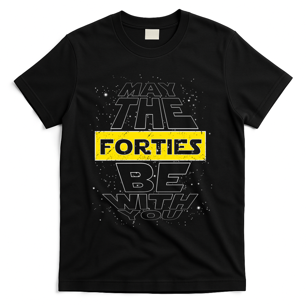 May The Forties Be With You Funny Birthday T-Shirt - Black
