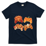 Thanksgiving Autumn Fall Video Game Controllers T-Shirt - Navy Blue