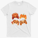Thanksgiving Autumn Fall Video Game Controllers T-Shirt - White
