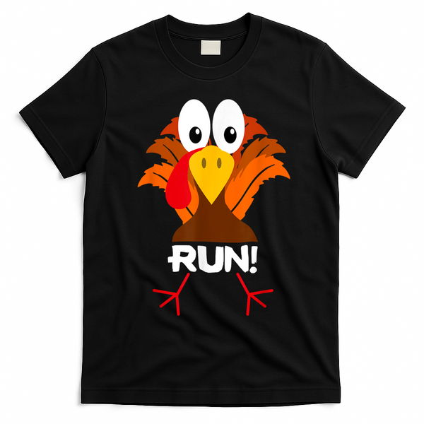 Turkey Costume Adult Running Face Turkey Trot T-Shirt - Black