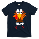 Turkey Costume Adult Running Face Turkey Trot T-Shirt - Navy Blue