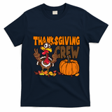 Thanksgiving Crew Funny Turkey Fall T-Shirt - Navy Blue