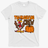Thanksgiving Crew Funny Turkey Fall T-Shirt - White