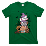 The Cat Halloween Cat Lover Witch Pumpkin T-Shirt - Irish Green