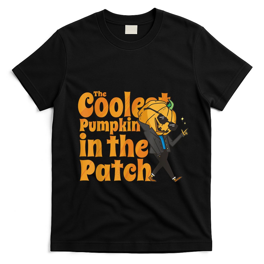 The Coolest Pumpkin In The Patch Kids Pumpkin Halloween T-Shirt - Black