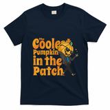 The Coolest Pumpkin In The Patch Kids Pumpkin Halloween T-Shirt - Navy Blue