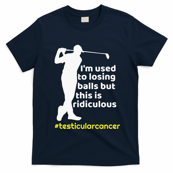 Testicular Cancer Survivor Golf Player Orchidectomy T-Shirt - Navy Blue