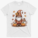 Trendy Fall Gnome Cute Thanksgiving Autumn Gift T-Shirt - White
