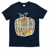 Thankful Fall Nature Pumpkin T-Shirt - Navy Blue