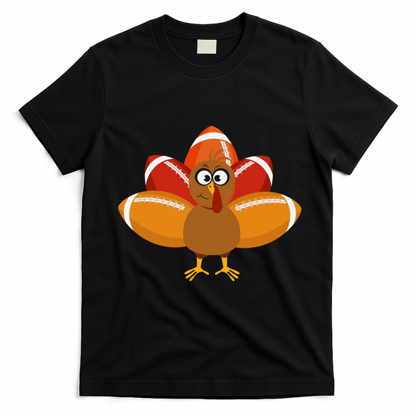 Turkey Football Thanksgiving T-Shirt - Black