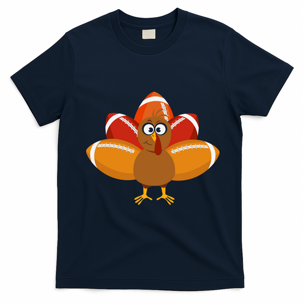 Turkey Football Thanksgiving T-Shirt - Navy Blue