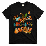 Thankful Grateful Blessed Lunch Lady Graphic Pumpkin Autumn Cool Gift T-Shirt - Black