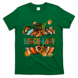 Thankful Grateful Blessed Lunch Lady Graphic Pumpkin Autumn Cool Gift T-Shirt - Irish Green