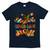 Thankful Grateful Blessed Lunch Lady Graphic Pumpkin Autumn Cool Gift T-Shirt - Navy Blue