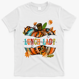 Thankful Grateful Blessed Lunch Lady Graphic Pumpkin Autumn Cool Gift T-Shirt - White