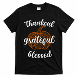 Thankful Grateful Blessed Pumpkin Fall T-Shirt - Black