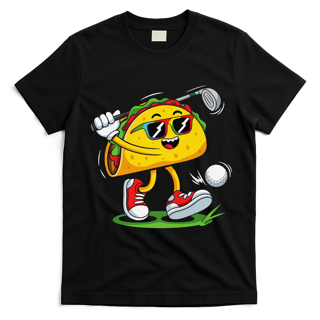 Taco Golf Player Cinco De Mayo Food Fiesta Mexican Golfer T-Shirt - Black