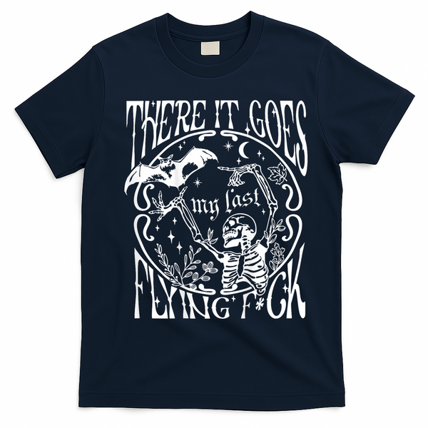 There It Goes My Last Flying F Halloween Skeleton T-Shirt - Navy Blue