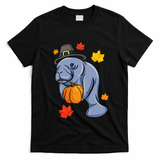 Thanksgiving Manatee Pilgrim Fall Pumpkin Dugong T-Shirt - Black