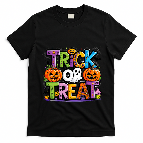 Trick Or Treat Halloween Cool Logo T-Shirt - Black