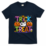 Trick Or Treat Halloween Cool Logo T-Shirt - Navy Blue