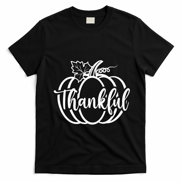 Thankful Pumpkin Cute Cozy T-Shirt - Black