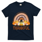 Thankful Pumpkin Patch Cute Rainbow Holiday T-Shirt - Navy Blue