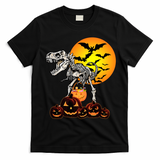 T Rex Dinosaur Skeleton Scary Halloween Pumpkin Gift T-Shirt - Black