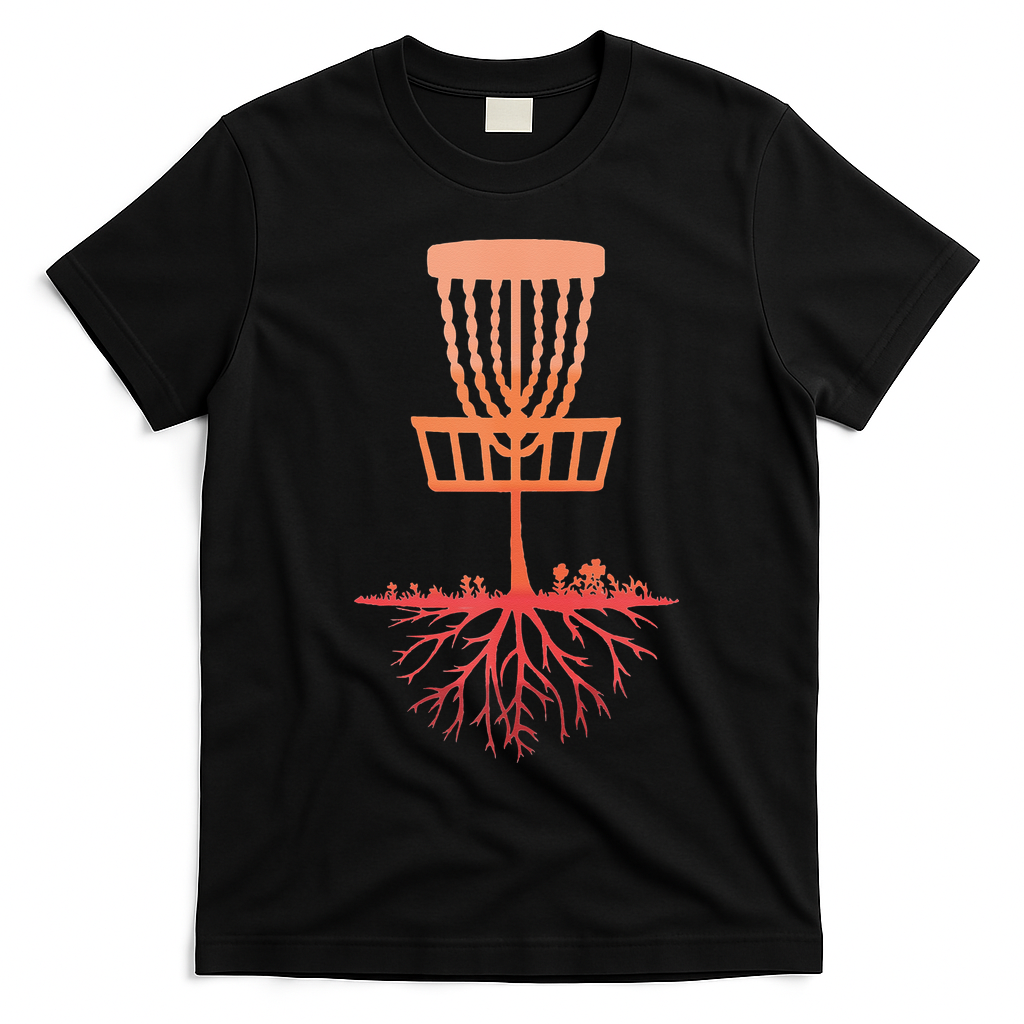 Tree Roots Disc Golf Basket Disc Golfing Frisbee Disc Golf T-Shirt - Black
