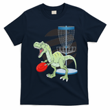 T Rex Frisbee Dinosaur Recreational Tosser Dino Disc Golf T-Shirt - Navy Blue
