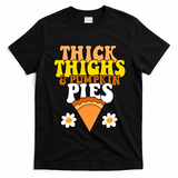 Thick Thighs And Pumpkin Pies Cute Thanksgiving T-Shirt - Black