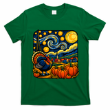 Thanksgiving Turkey Pumpkin Harvest Starry Night Art T-Shirt - Irish Green