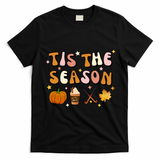 Tis The Season Field Hockey Pumpkin Latte Fall Thanksgiving Cute Gift T-Shirt - Black