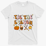 Tis The Season Field Hockey Pumpkin Latte Fall Thanksgiving Cute Gift T-Shirt - White