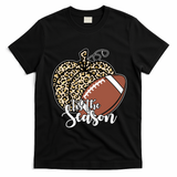 Tis The Season Leopard Pumpkin Football Fall Autumn T-Shirt - Black
