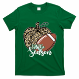 Tis The Season Leopard Pumpkin Football Fall Autumn T-Shirt - Irish Green