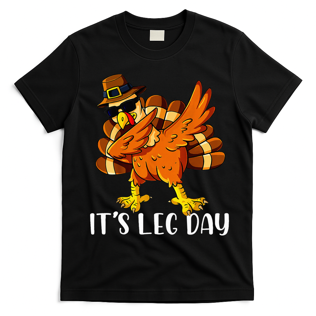 Thanksgiving Turkey Trot Fun Family Leg Day Workout T-Shirt - Black