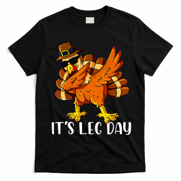 Thanksgiving Turkey Trot Fun Family Leg Day Workout T-Shirt - Black