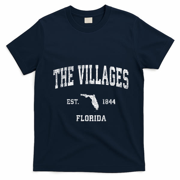 The Villages Florida Fl Vintage Sports T-Shirt - Navy Blue