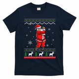 Ugly Christmas Santa Golfer Golfing Xmas Golf Lover Player Gift T-Shirt - Navy Blue