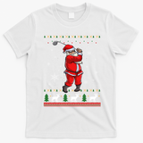 Ugly Christmas Santa Golfer Golfing Xmas Golf Lover Player Gift T-Shirt - White