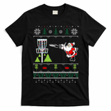 Ugly Disc Golf Santa Christmas Sweater Funny Xmas Frolf T-Shirt - Black