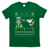 Ugly Disc Golf Santa Christmas Sweater Funny Xmas Frolf T-Shirt - Irish Green