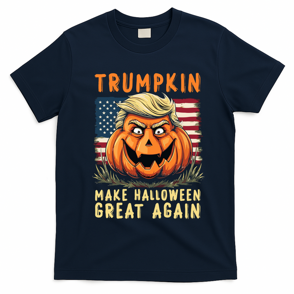 Usa Trumpkin Make Halloween Great Again Funny Trump T-Shirt - Navy Blue