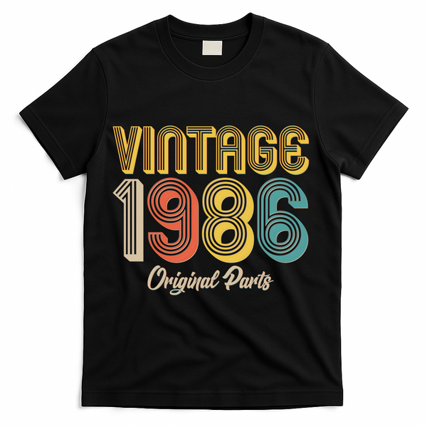 Vintage 1986 Original Parts Retro 40th Birthday  T-Shirt - Black